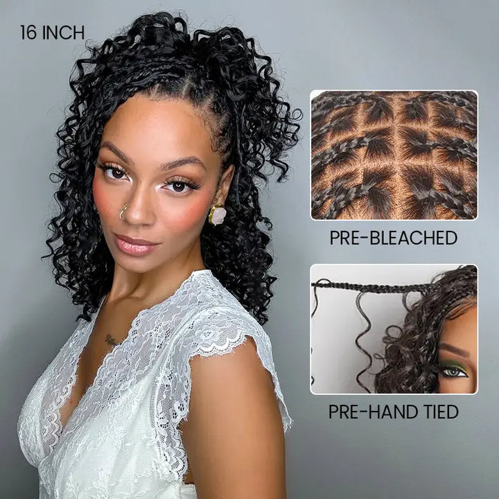 13x6 HD Lace Boho Braided Curly Wig Drawstring Glueless Human Hair Wig