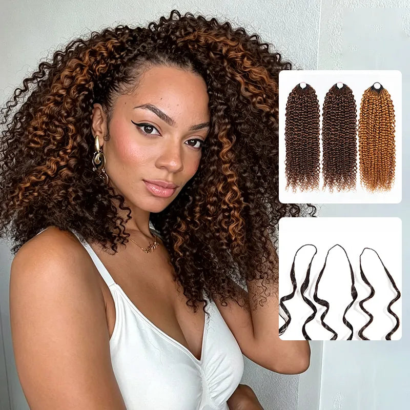 $109 = 3 Bundles | Curly Feather Crochet Human Hair Extensions Pre-Separated Knotless