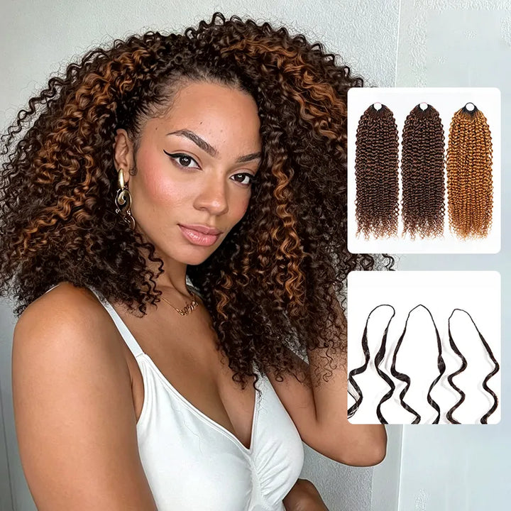 $109 = 3 Bundles | Curly Feather Crochet Human Hair Extensions Pre-Separated Knotless