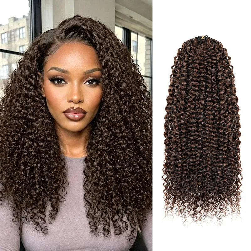 $109 = 3 Bundles | Jerry Curly Feather Crochet Human Hair Extensions Pre-Separated Knotless