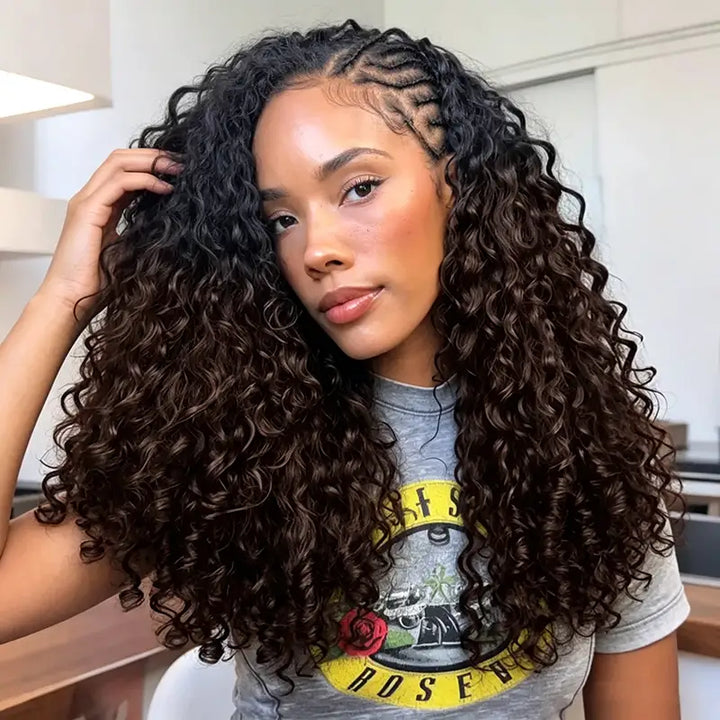 Colored Burmese Curly Feather Crochet Hair Extensions Human Hair