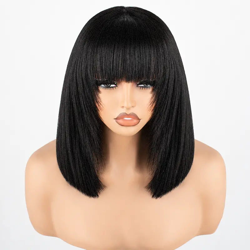 Human Hair Bob Wig with Bangs – Ready to Wear | No Glue, Beginner Friendly