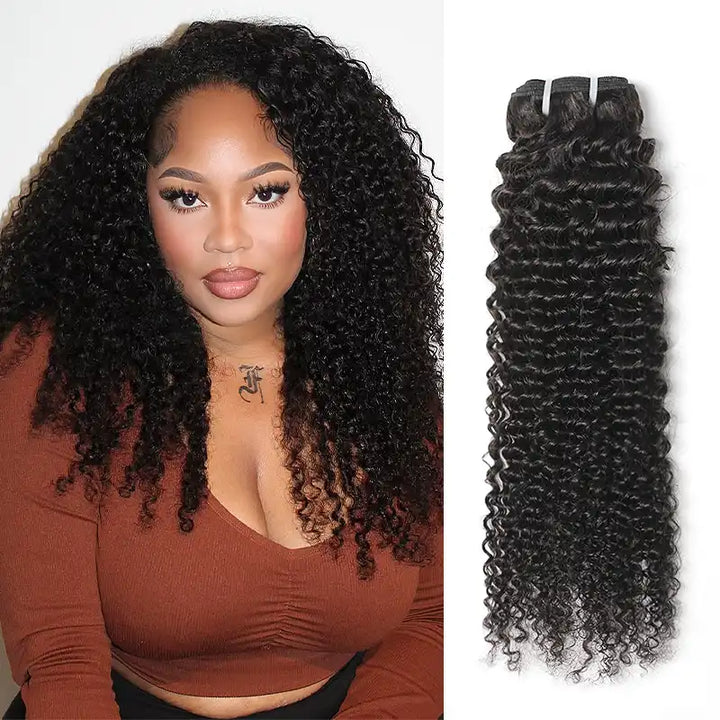 5x5 HD Lace Closure with 3 Bundles Curly Human Hair Weave Extensions