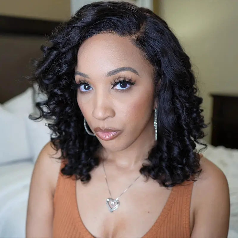 Chocolate Brown Spiral Curly 13x4 Transparent Lace Wig With Natural Hairline