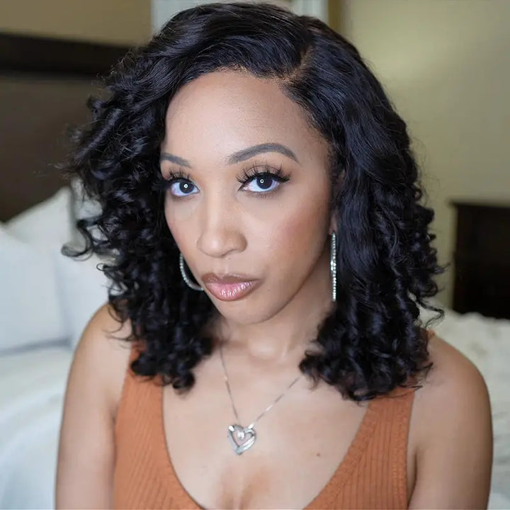 Chocolate Brown Spiral Curly 13x4 Transparent Lace Wig With Natural Hairline