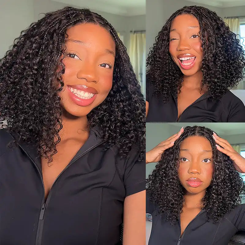 Boho-Inspired Braided Top Curly 5x5 Glueless Human Hair Wig