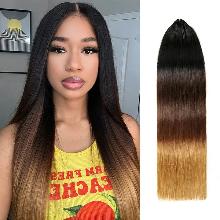 Trendy Colored Silky Straight Feather Crochet Human Hair Extensions