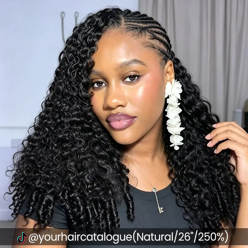 Burmese Curly Half Wig With Drawstring 3 in 1 Glueless Flexible Fit Human Hair Wig