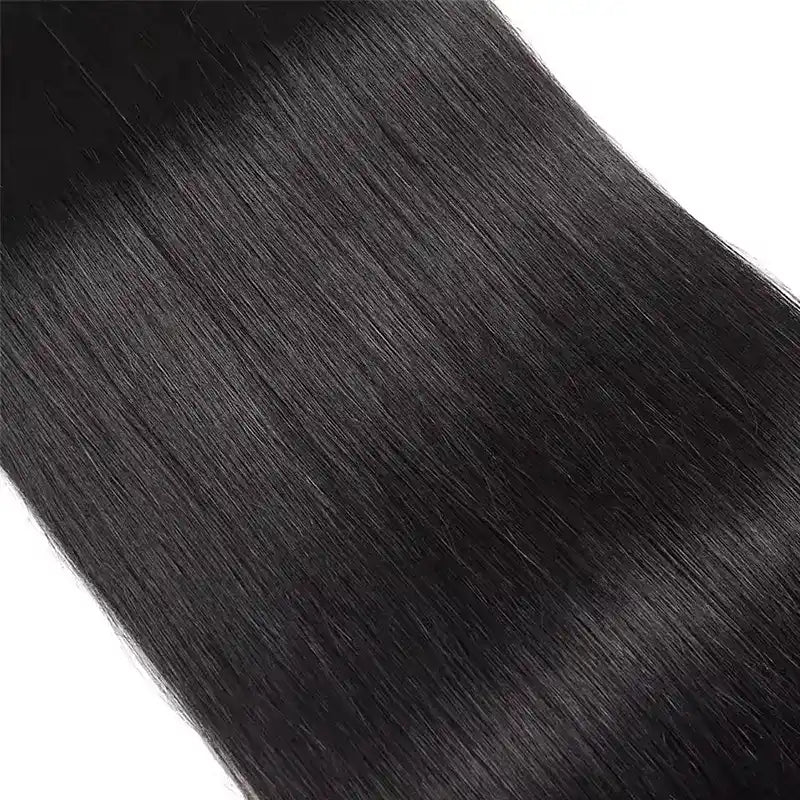 Lot de 3 mèches de cheveux crépus lisses avec fermeture en dentelle transparente 4x4 