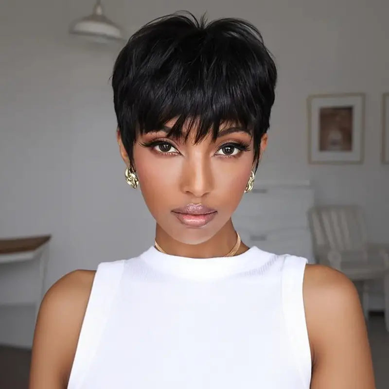 Perruque en cheveux humains lisses avec dentelle frontale transparente 13x4 