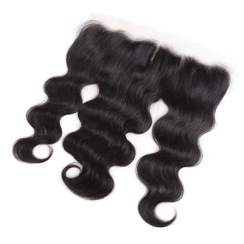 Lot de 3 mèches de cheveux crépus lisses avec fermeture en dentelle transparente 4x4 