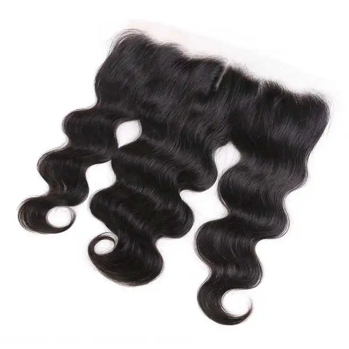 Lot de 3 mèches de cheveux crépus lisses avec fermeture en dentelle transparente 4x4 