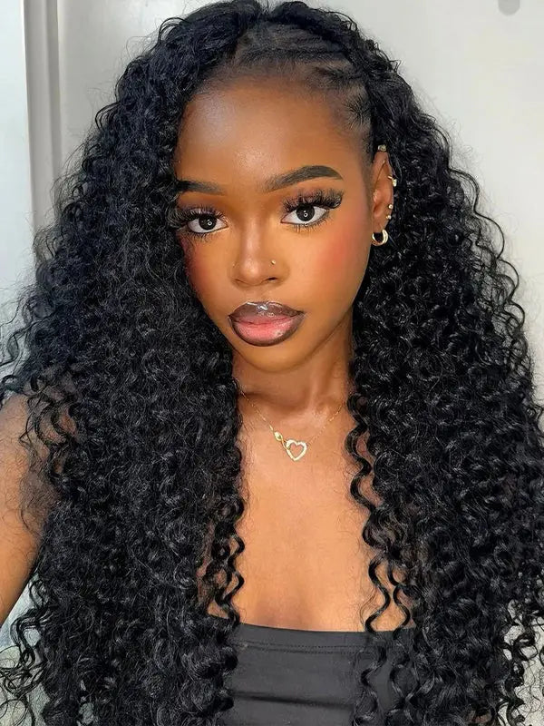 [3 Bundles] Jerry Curly Feather Crochet Human Hair Extensions Pre-Separated Knotless