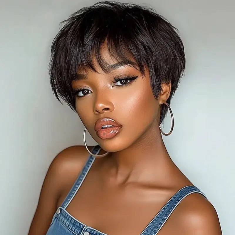 Perruque en cheveux humains lisses avec dentelle frontale transparente 13x4 