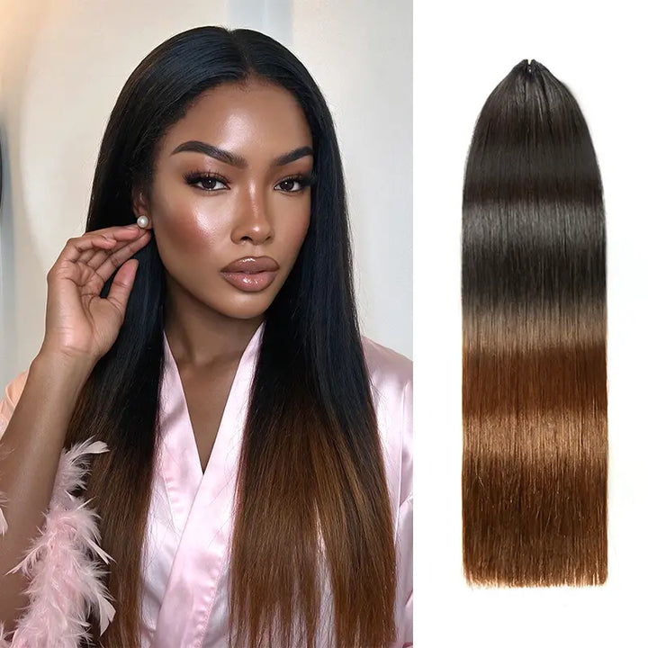 Trendy Colored Silky Straight Feather Crochet Human Hair Extensions