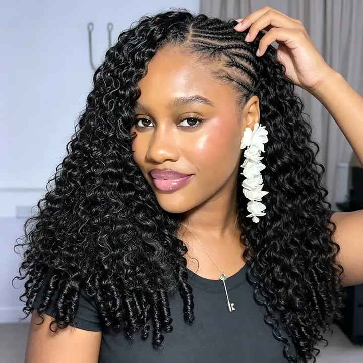 Burmese Curly Half Wig With Drawstring 3 in 1 Glueless Flexible Fit Human Hair Wig