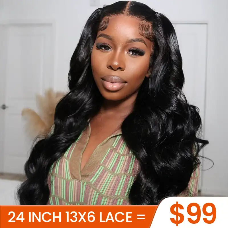 Perruque en cheveux humains lisses avec dentelle frontale transparente 13x4 