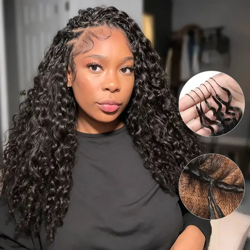 [3 Bundles] Natural Black Burmese Curly Feather Crochet Human Hair Extensions
