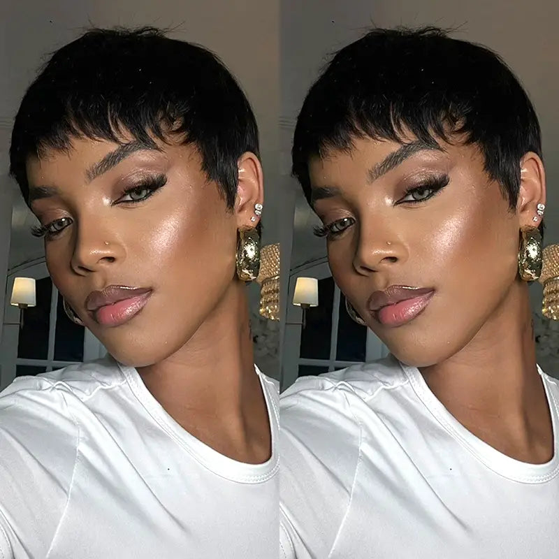 Perruque en cheveux humains lisses avec dentelle frontale transparente 13x4 