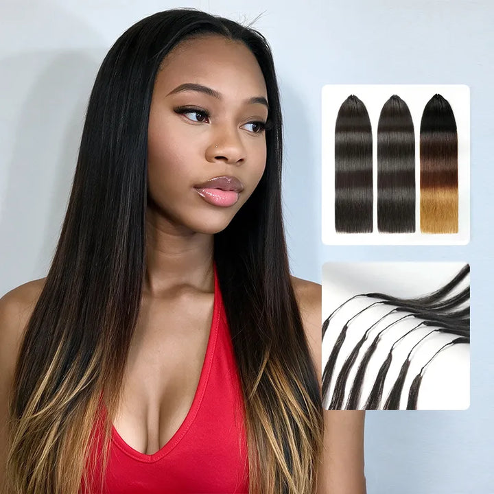 Trendy Colored Silky Straight Feather Crochet Human Hair Extensions