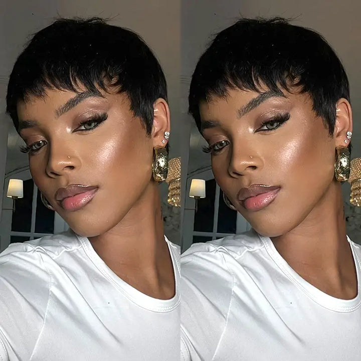 Perruque en cheveux humains lisses avec dentelle frontale transparente 13x4 