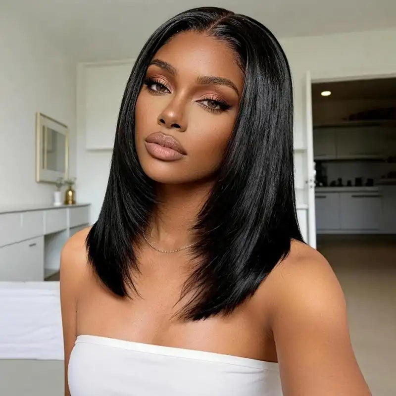 5x5 Transparent Lace Closure Straight Hair Wig Pre-cut Layer Style