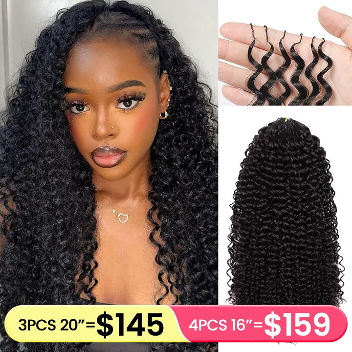 Beliana Curly Crochet Hair Pre-Separated Feather Soft Knotless Human Hair Extensions