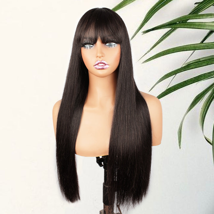 Perruque en dentelle transparente Highlight 99J 5x5, sans colle, 45,7 cm 