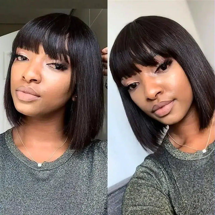 Peluca de cabello humano liso con encaje frontal transparente de 13 x 4 