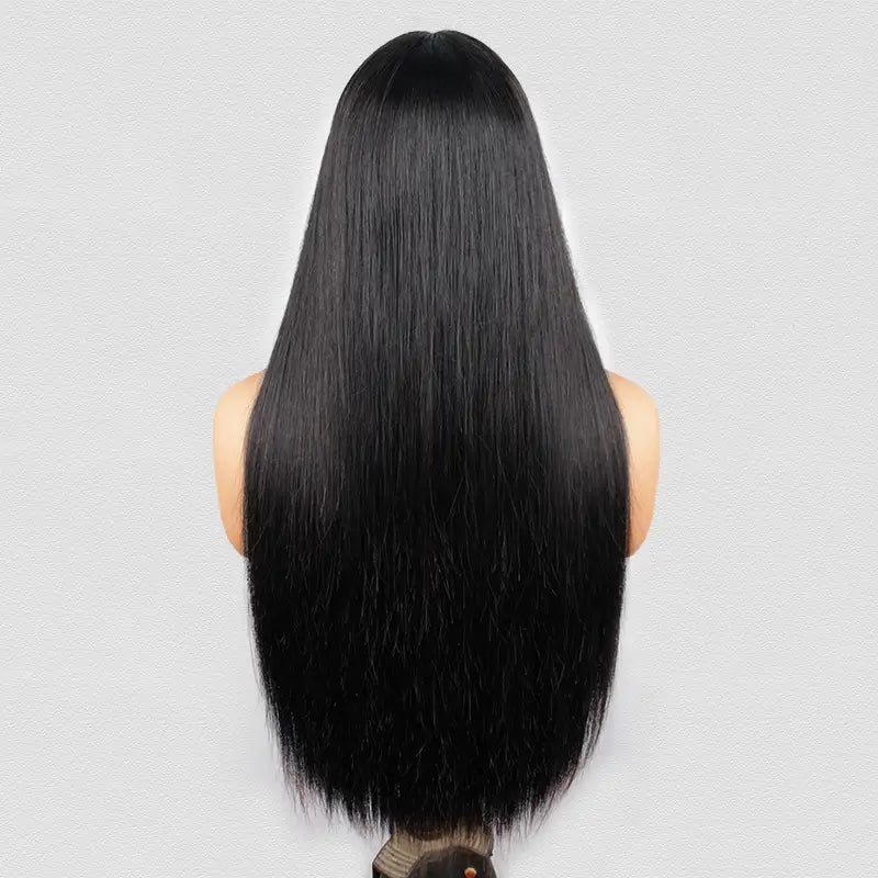 2X4 Lace Straight Human Hair Glueless Wigs With Bangs