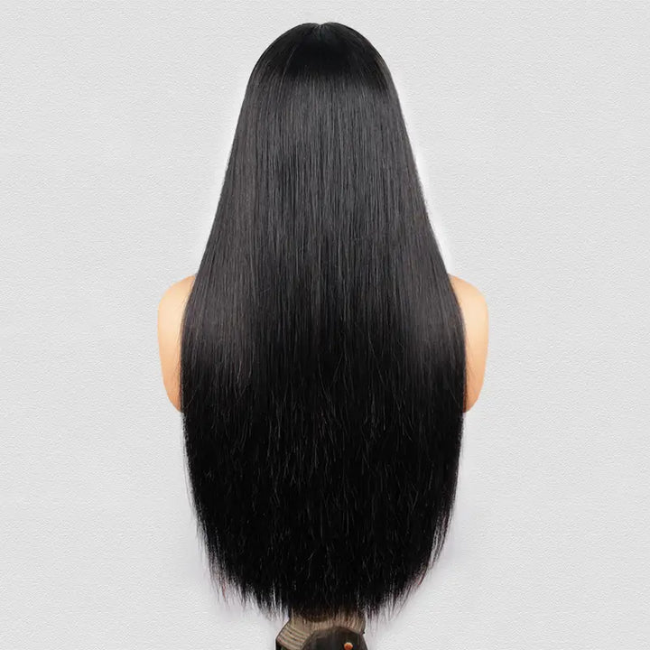2X4 Lace Straight Human Hair Glueless Wigs With Bangs