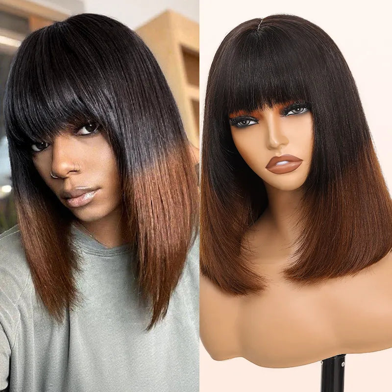 Peluca de cabello humano liso con encaje frontal transparente de 13 x 4 