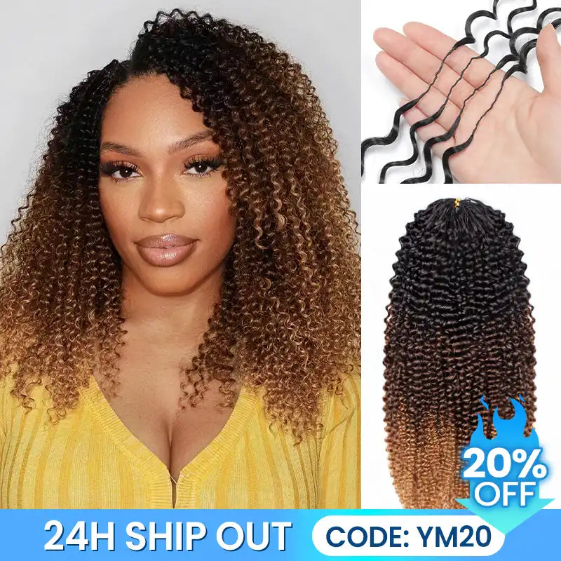 Ombre T1B/4/27 Kinky Curly Crochet Human Hair- Afro Texture