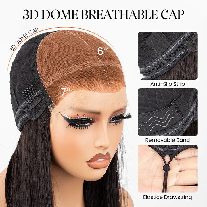 Perruque en cheveux humains lisses avec dentelle frontale transparente 13x4 