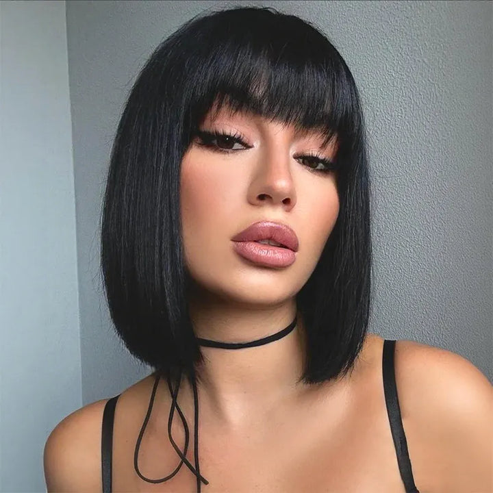 Human Hair Bob Wig with Bangs – Ready to Wear | No Glue, Beginner Friendly