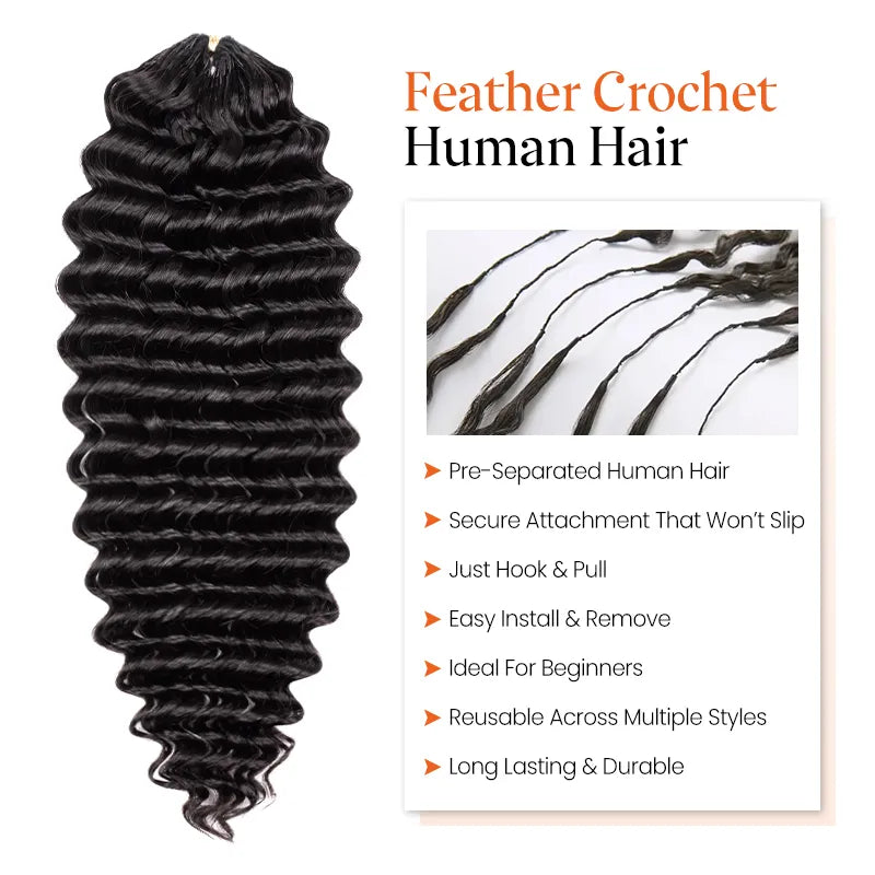 [4 Bundles] Colored Deep Curly Feather Crochet Human Hair Extensions