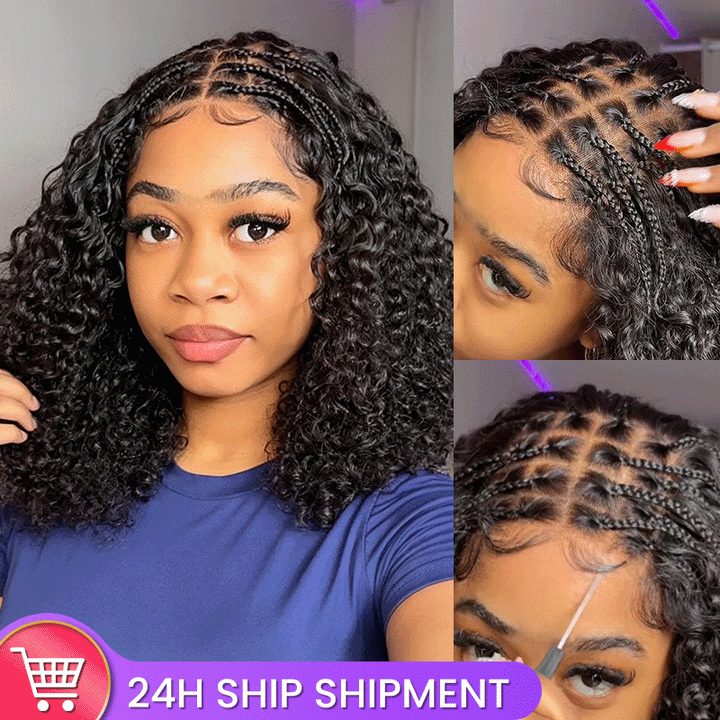 Boho-Inspired Braided Top Curly 5x5 Glueless Human Hair Wig