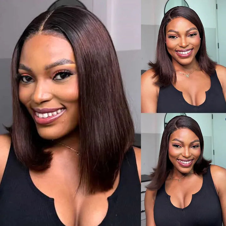 5x5 Lace wig Human Hair Straight Bob Wig
