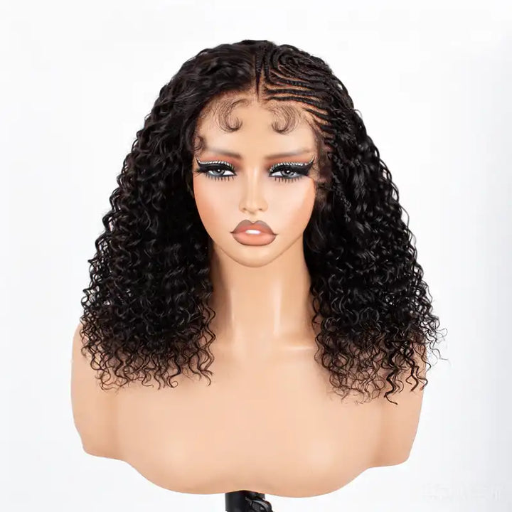Wear & Go Side-Braided Jerry Curly 13x4 HD Lace Frontal Glueless Human Hair Wig with Baby Hair