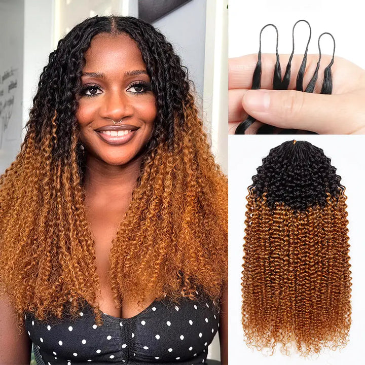 Ombre T1B/30 Curly Feather Crochet Hair Extensions 100% Human Hair