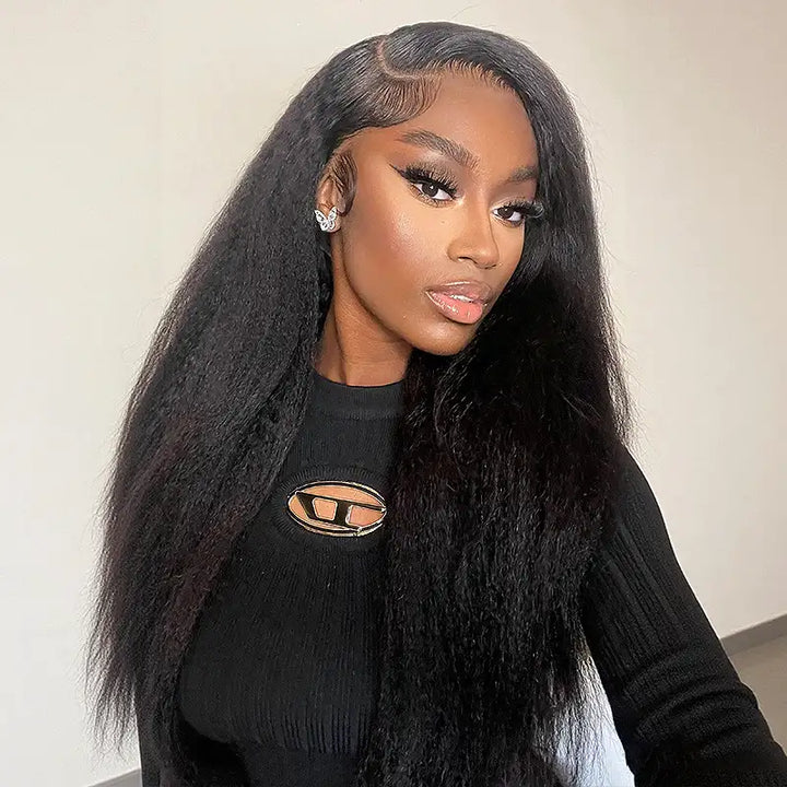 Perruques en cheveux humains crépus lisses 13x4 pour femmes 