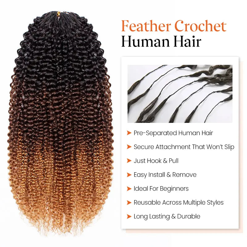 [3 Bundles] Ombre T1B/4/27 Kinky Curly Crochet Human Hair- Afro Texture