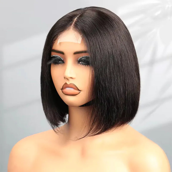2x6 Closure Lace Straight Human Hair 200% Density Bob Wig