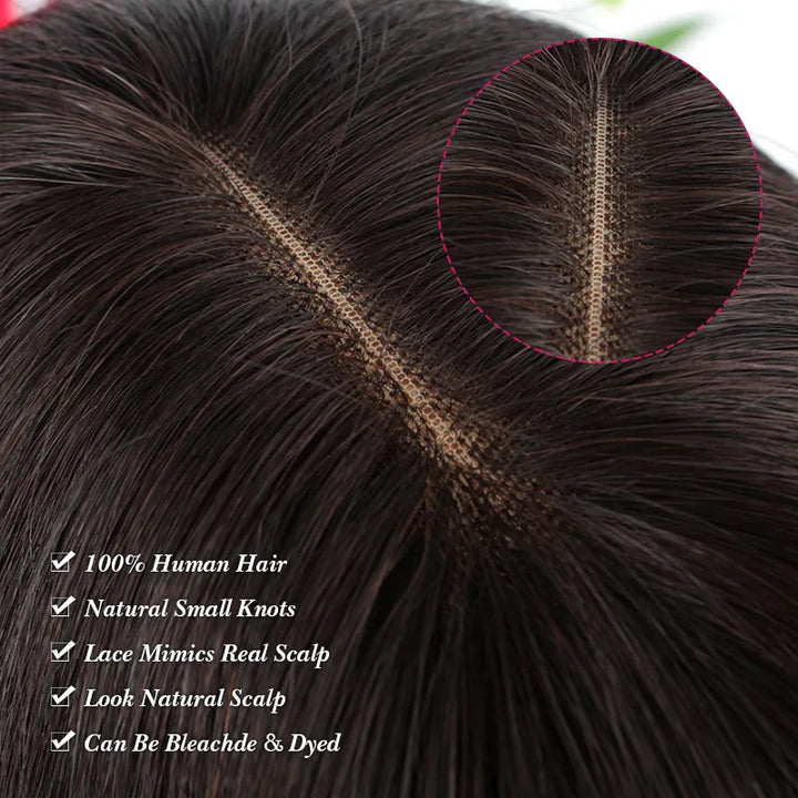 Perruque Bob en cheveux humains lisses avec fermeture en dentelle 2x6 et frange 