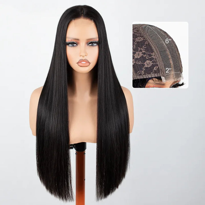 Super Double Drawn Bone Straight 2x6 Lace Closure Glueless Human Hair Wig