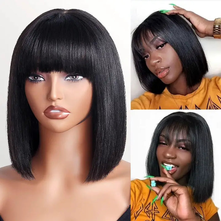 Peluca de cabello humano liso con encaje frontal transparente de 13 x 4 