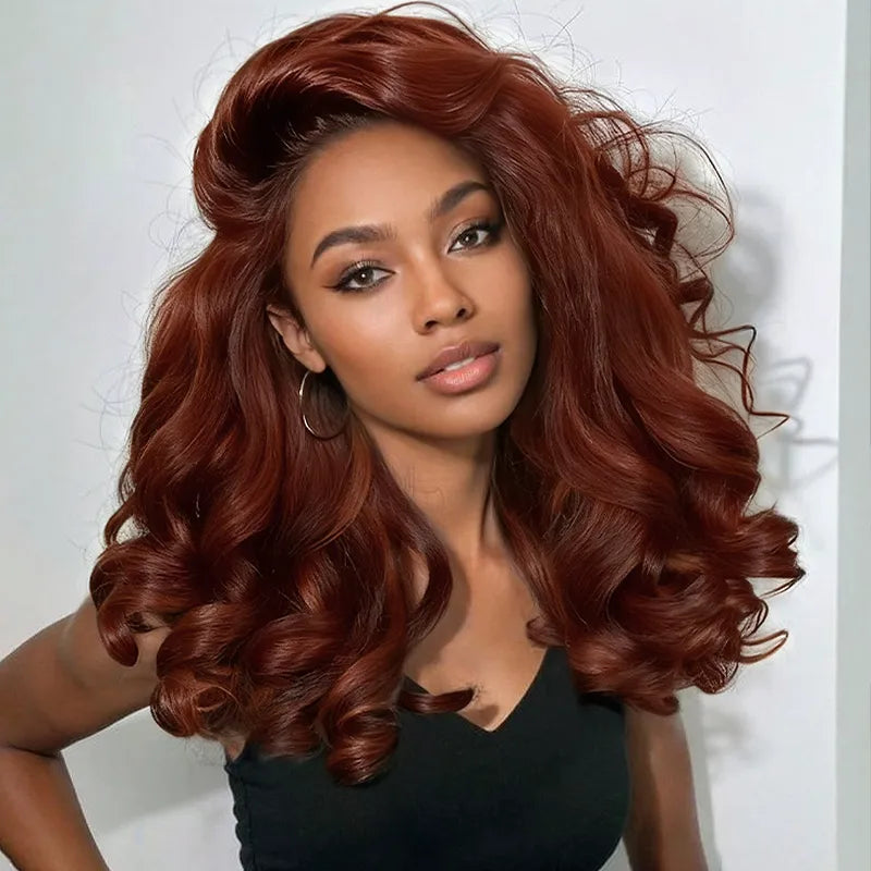 Perruque Lace Front 13x4 Ocean Wave Cheveux bruns rougeâtres 