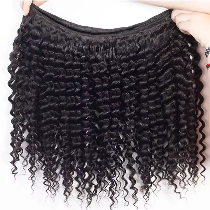 Lot de 3 mèches de cheveux ondulés profonds avec fermeture en dentelle transparente 4x4 