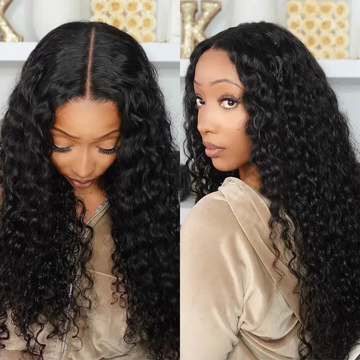 3 paquetes con cierre de encaje transparente 4x4 de cabello humano rizado Jerry 