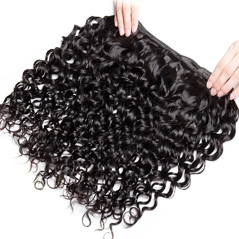 3 paquetes con cierre de encaje transparente 4x4 de cabello humano rizado Jerry 